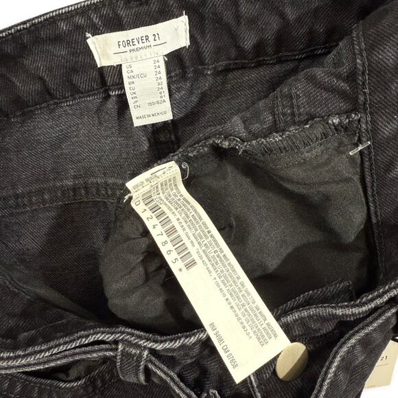 Forever 21 Premium Denim Baggy Wideβ Leg Black Cargo Jeans 24 Grunge Goth egirl - Picture 3 of 9